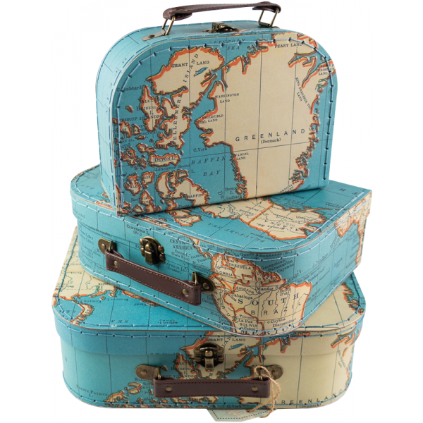 Koffer set 3 stuk RETRO vintage world map